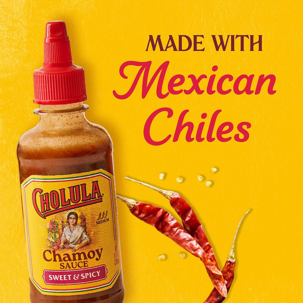 Cholula Chamoy Sauce, Sweet & Spicy, Tangy Drizzle Sauce with Arbol Chiles and Sweet Hibiscus, For Fruit, Cocktails, Desserts and More, 8 fl oz