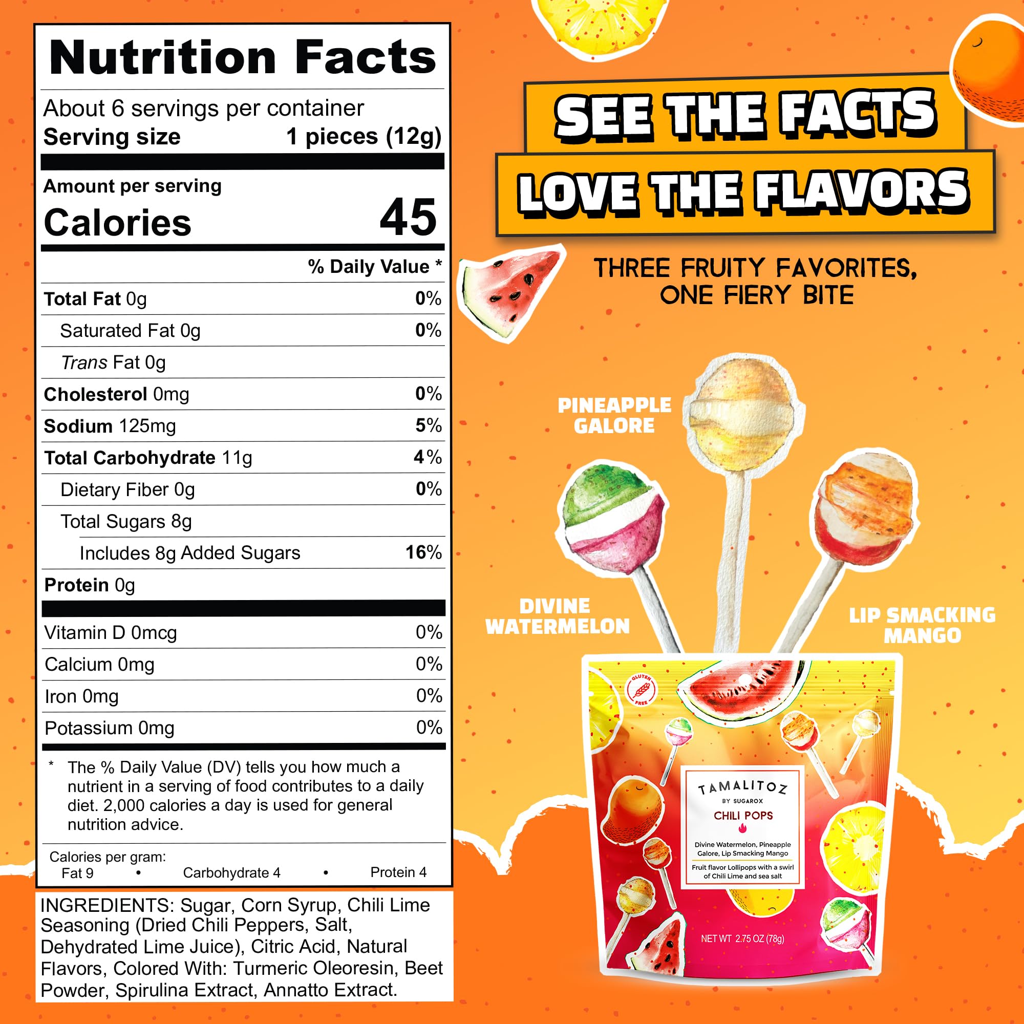 Tamalitoz Chili Pops Chamoy Spicy Mexican Lollipops with Chili, Lime, Sea Salt, Coconut, Tamarind & Cucumber Flavors Fruity Handcrafted Candy, Gluten-Free, Kosher, 2 Bags, (11oz)
