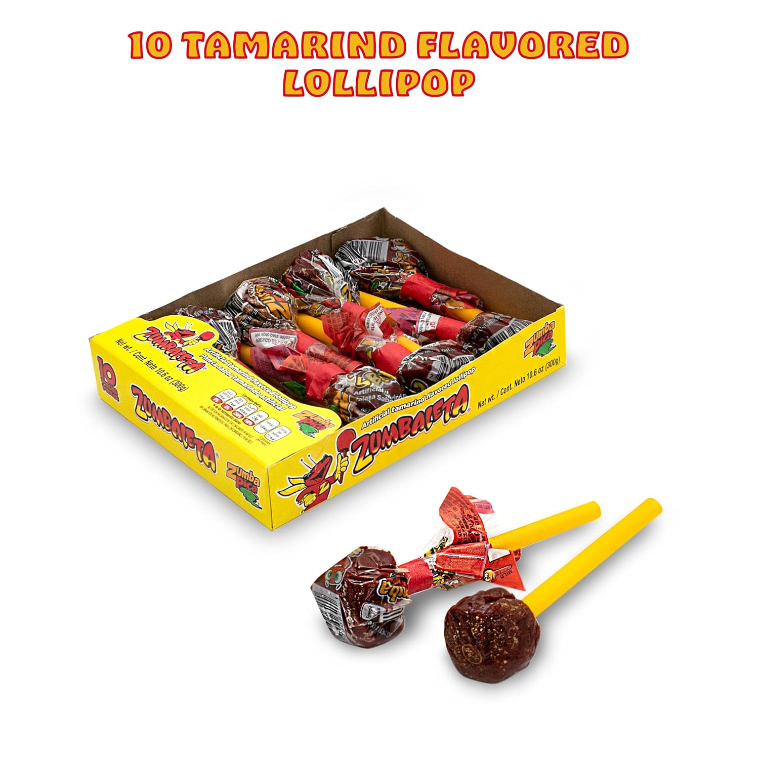 Zumba Pica Tamarind Mexican Candy, 10 Pieces, 1.06 Ounces Each
