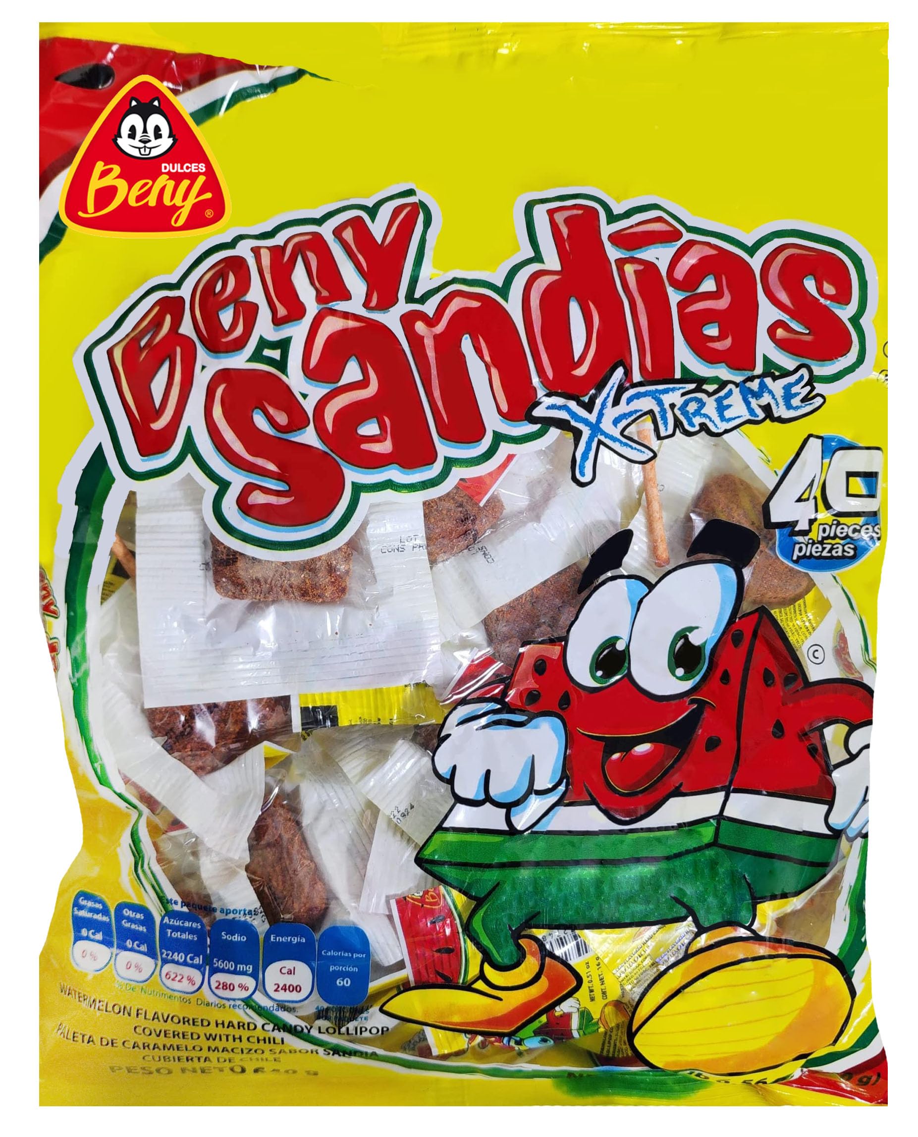 BENY X-Treme Lollipops with Chili Coating 1lb 6.56oz Bags (640g) (Mango)
