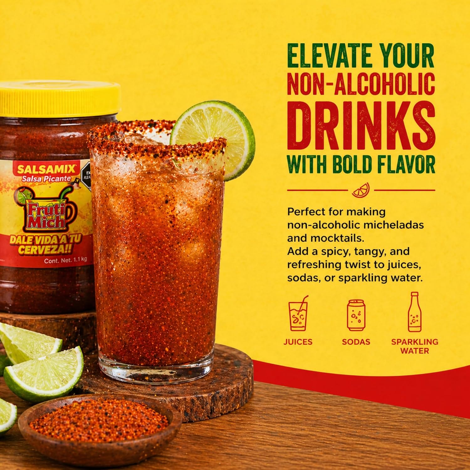 Frutimich Salsamix Chimoy Mega Chamoy Para Micheladas, Non Alcoholic Michelada Mix Chamoy Para Micheladas, Spicy Chili Lime Chamoy Jar for Micheladas, 38 oz