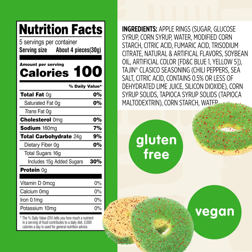 Snak Club Tajin Watermelon Rings, Chili & Lime Gummy Snacks, Mild in Heat Bold in Flavor, Gluten-Free Snack, 2.25oz,(Pack of 12)