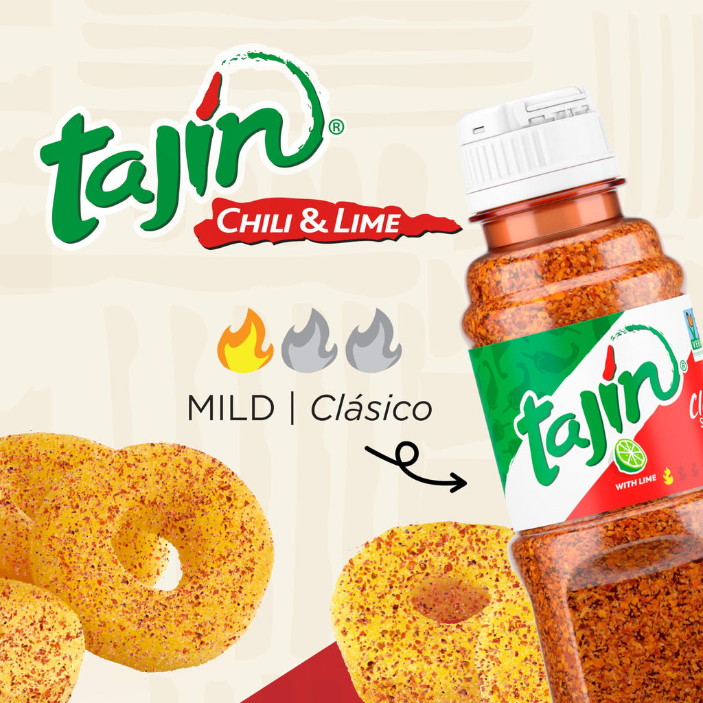 Snak Club Tajin Mango Rings Gummy Candy, Fruit Candy Gummies with Chili and Lime Seasoning, Mild, Gluten-Free and Vegan Snacks, 24 oz Resealable Bag