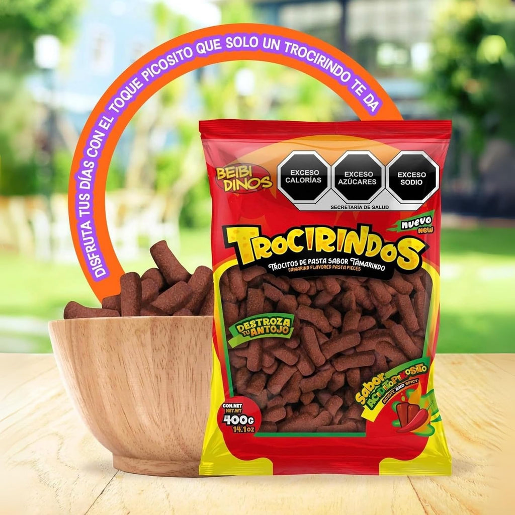Trocirindos Tamarind Candy with Chili and Saladitos (Salted Plums), Spicy Mexican Candy, Tamarind Paste Bites, 14.11 oz