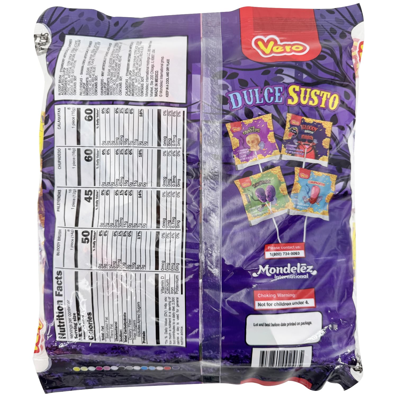 Vero Dulce Susto Mix Assorted Individually Wrapped Fruit Flavored Lollipops - Mexican Candy - Net Wt. 19.75 Ounces, 40 Count Bag