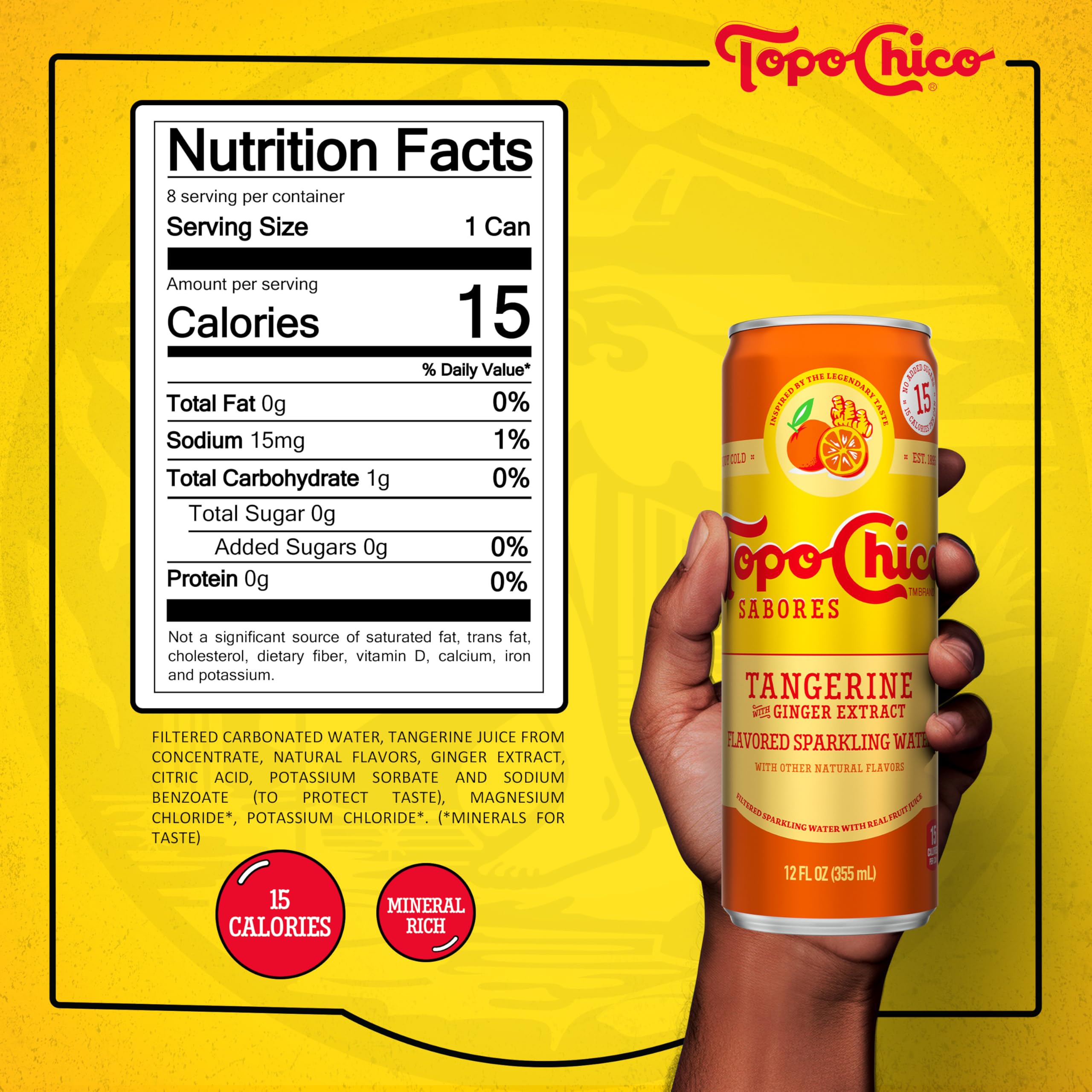 Topo Chico Sabores Lime with Mint Extract Flavored Sparkling Water, 12 fl oz Portable Cans, 8 Pack