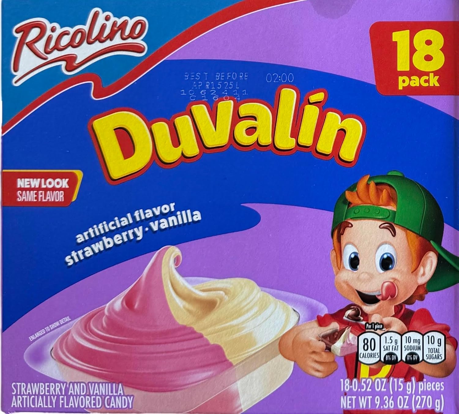 Duvalin Mexican Sweets Strawberry-Vanilla, Hazelnut-Vanilla, Hazelnut-Strawberry and Tri-Flavor Pack of 4 Boxes 72 Count Total
