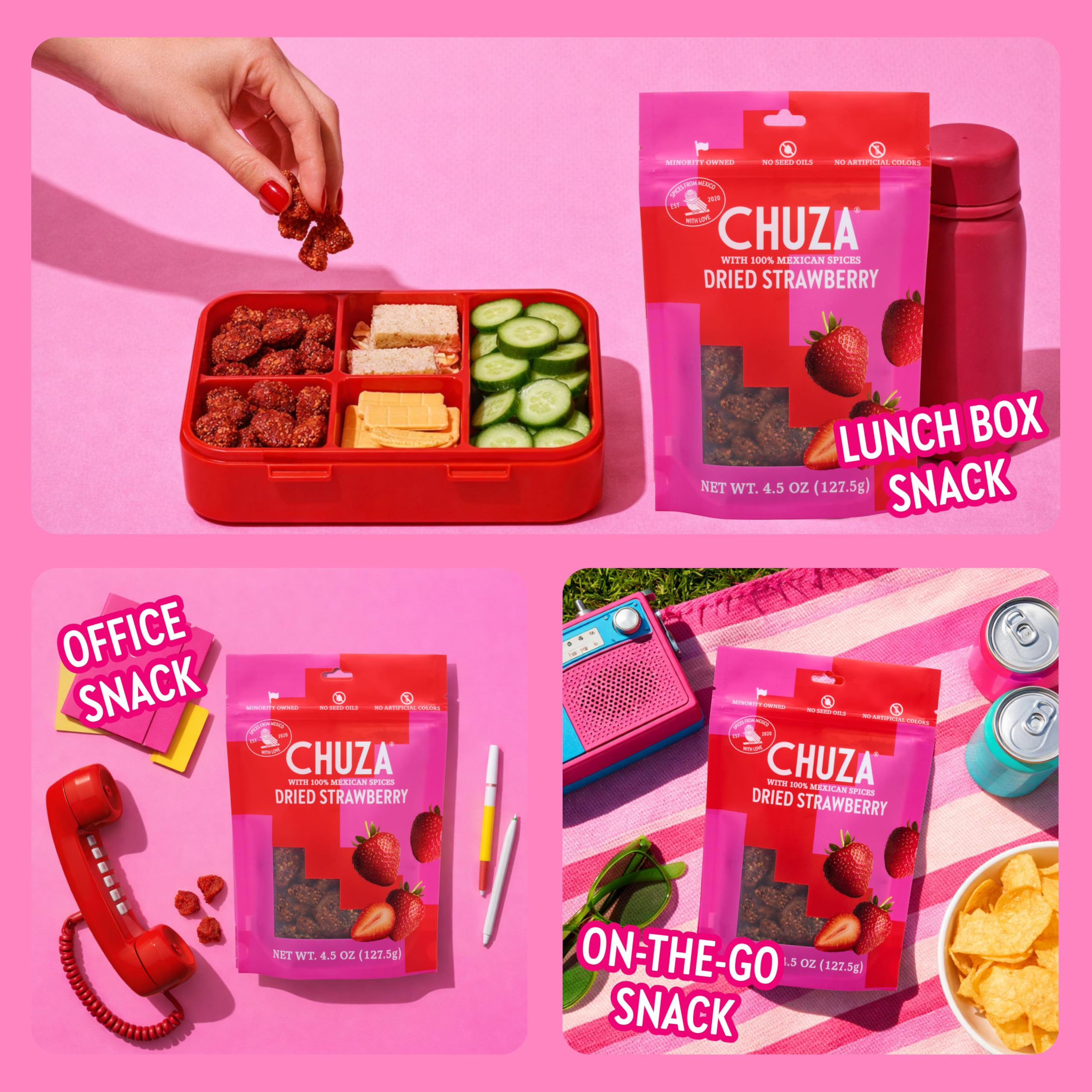 CHUZA Spicy Dried Mango Snacks Bites (4.5 oz. Pack of 2) – Mexican Candy Style Sweet Chili Dried Mango, with Chili Seasoning, Chili Powder, Dried Fruit Snacks, Spicy Snacks