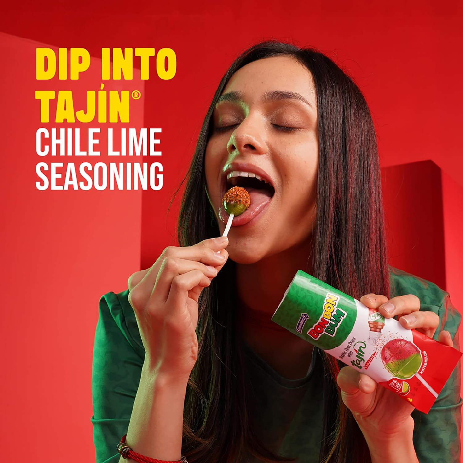 Colombina Bon Bon Bum Tropical Passion Fruit & Watermelon with Tajin Seasoning Chile Lime Dip, 20 Count (Pack of 1)