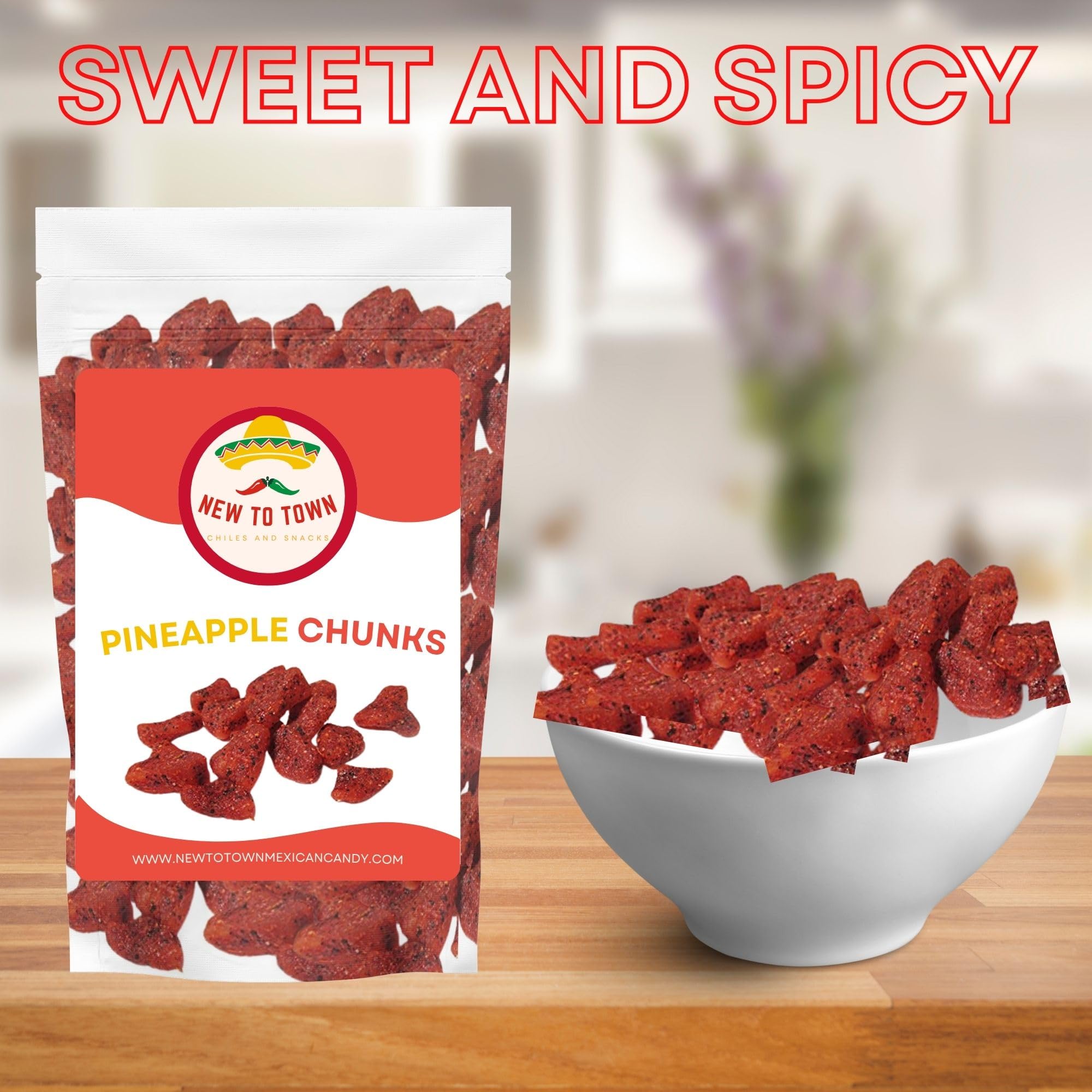 Dried Chili Pineapple Chunks 1 lb, Spicy Dehydrated Pineapple, Sweet and Spicy Mexican Snack, Chili Candy, Botana Mexicana, Spicy Snacks, New to Town
