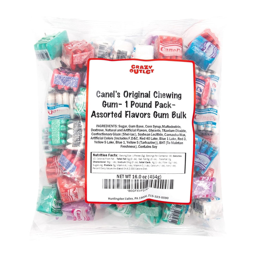 Mexican Original Chewing Gum, Assorted Flavors - 90 Mini Packs, 1 Lb Pack | Spearmint, Tutti-Frutti, Cinnamon, Blueberry, Violet