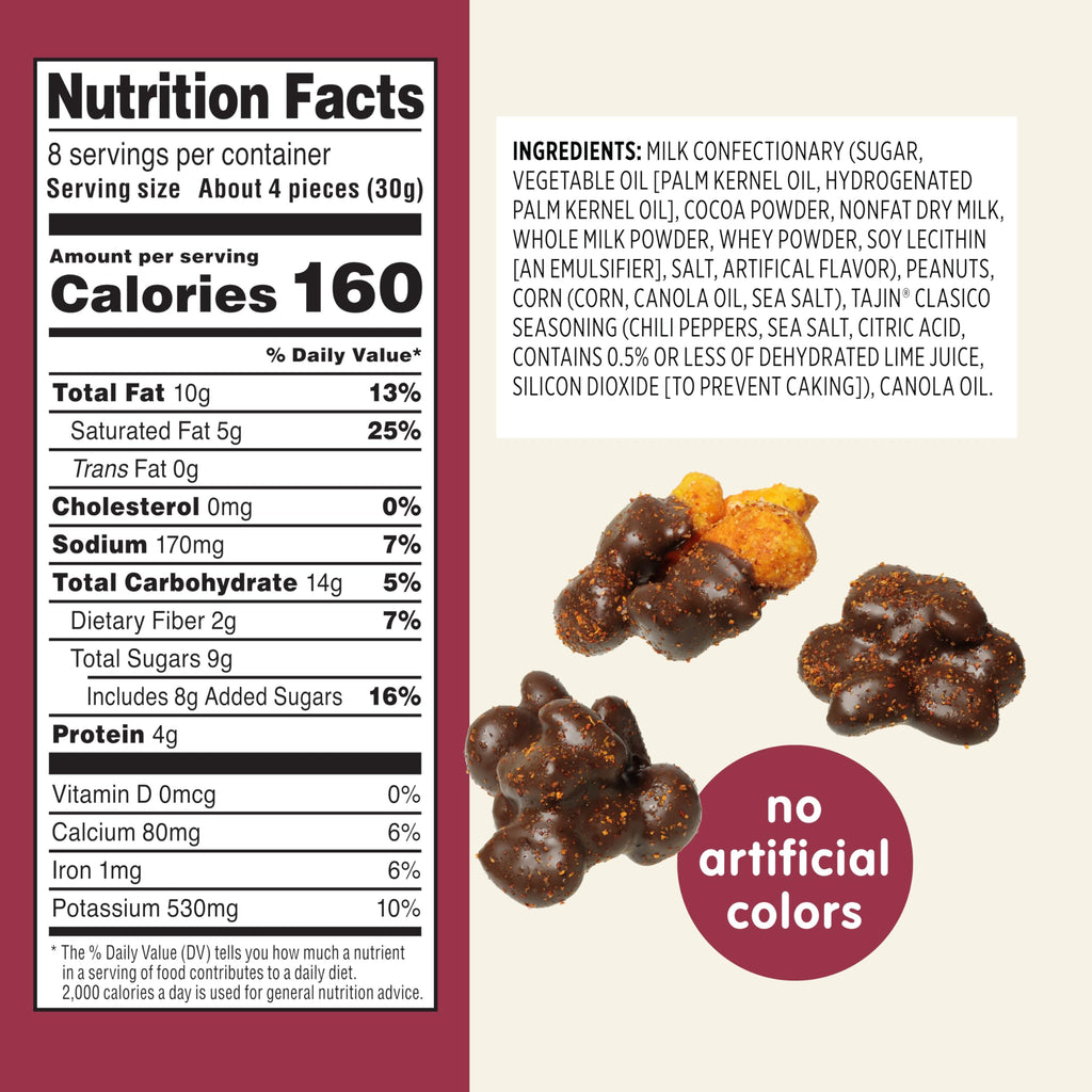 Snak Club Tajin Chocolatey Gummy Bears, Assorted Chocolate Covered Fruit Candy Gummies with Chili and Lime Seasoning, Mild, Gluten-Free Snacks, 8 oz Resealable Bag