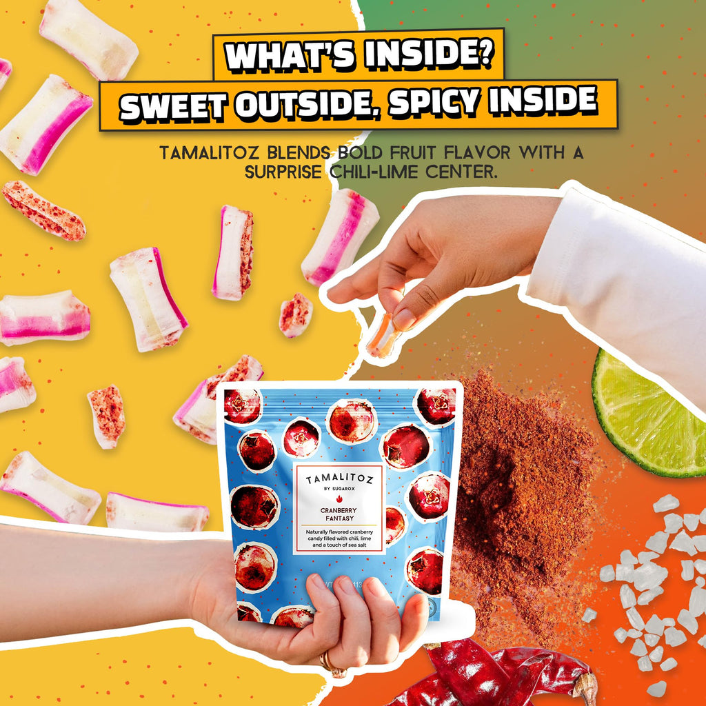 Tamalitoz Cherry, It’s a Fire – Spicy Cherry Mexican Hard Candy Filled with Chile, Lime & Sea Salt Center, Handcrafted Fruit Candy, Gluten-Free, Kosher, No Artificial Colors – 2 Bags (4oz Each)