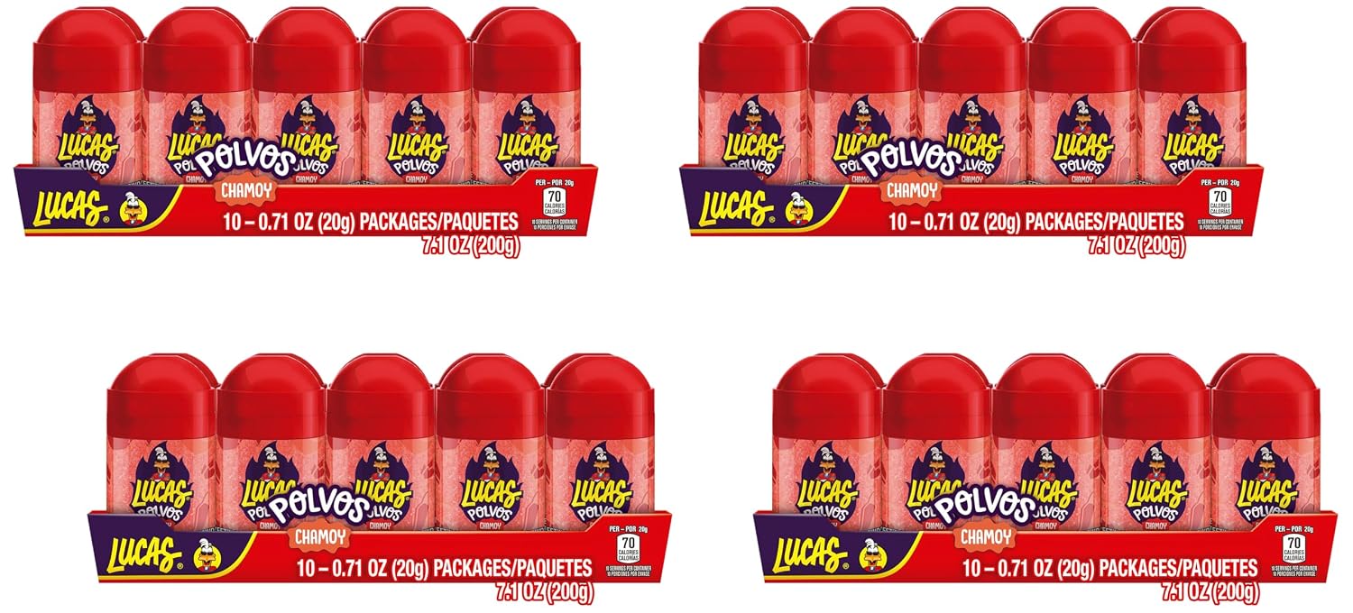 Lucas Powder Chamoy Flavored Candy, 0.71oz - 10 Pieces Pack for Treats, Fruit, Parties, Piñatas – Perfect treat for Easter Baskets