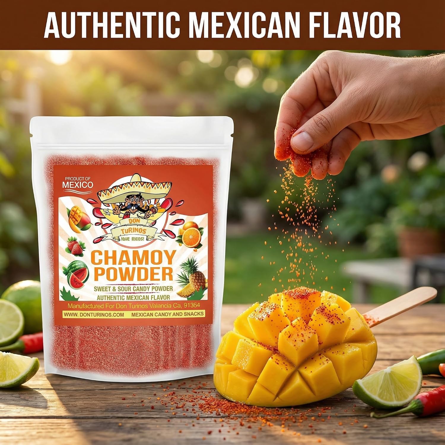 Chamoy Powder 12 oz Bag – Sweet, Spicy, Tangy Mexican Candy Powder for Fruit, Snacks, Candy & Drink Rims – Authentic Flavor Blend with Chile, Lime, Salt and Sugar – Resealable Bulk Pack By Don Turinos