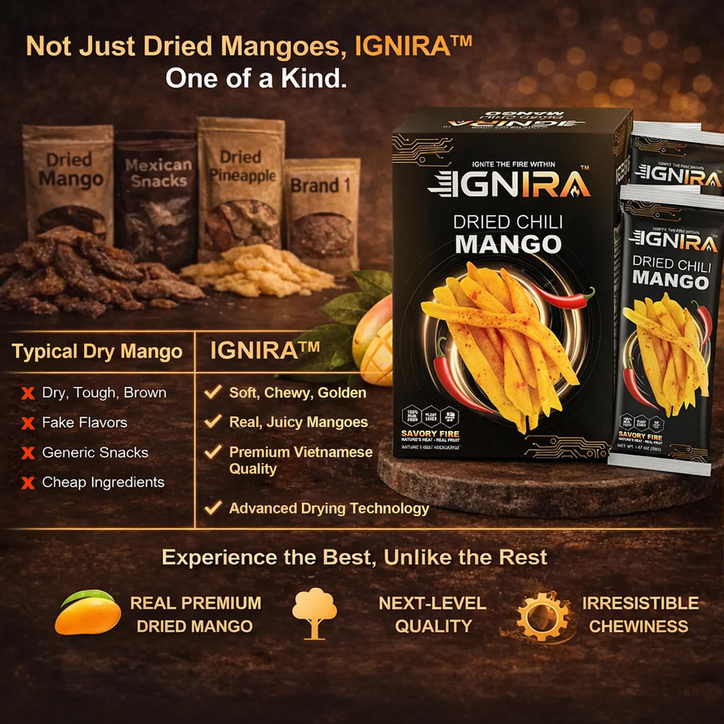 IGNIRA Dried Mango with chili, Sweet & Hot Fruit Snack Strips, Dry Chamoy Mangoes Slices, Chili Mangoes Snacks for Office, Gluten-Free, Plant-Based, Real Fruit, 3 Boxes (6 Packs x3, 1.76 oz Each)
