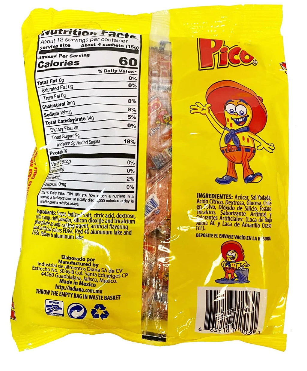 Pico Mediano, The Original Orange Flavor Hot Candy Powder, 50-Count