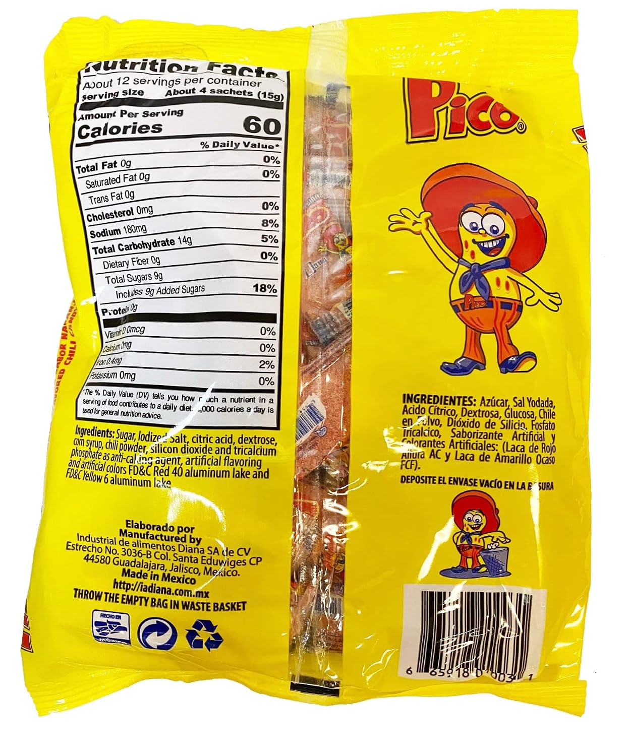 Pico Mediano, The Original Orange Flavor Hot Candy Powder, 50-Count