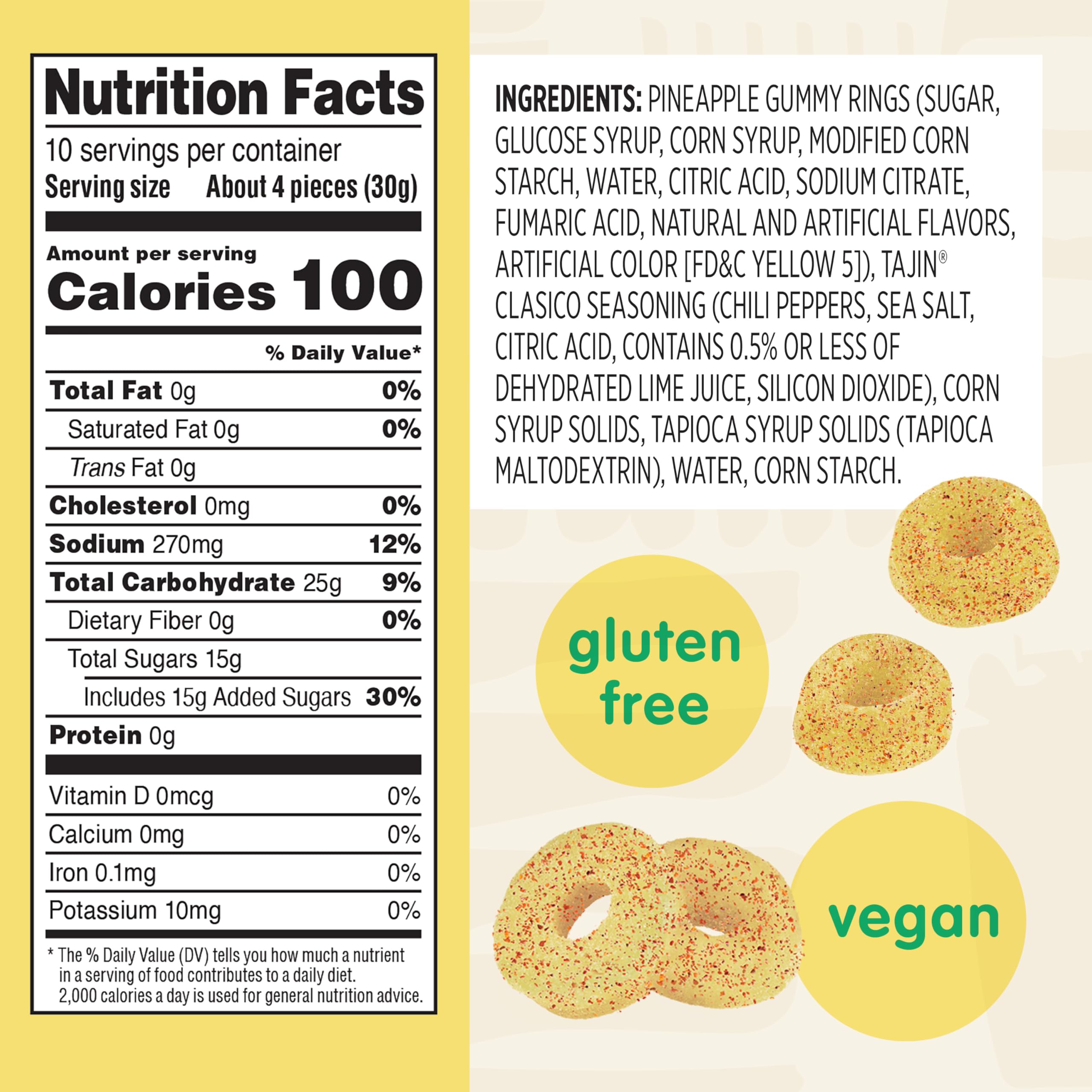 Snak Club Tajin Watermelon Rings, Chili & Lime Gummy Snacks, Mild in Heat Bold in Flavor, Gluten-Free Snack, 2.25oz,(Pack of 12)
