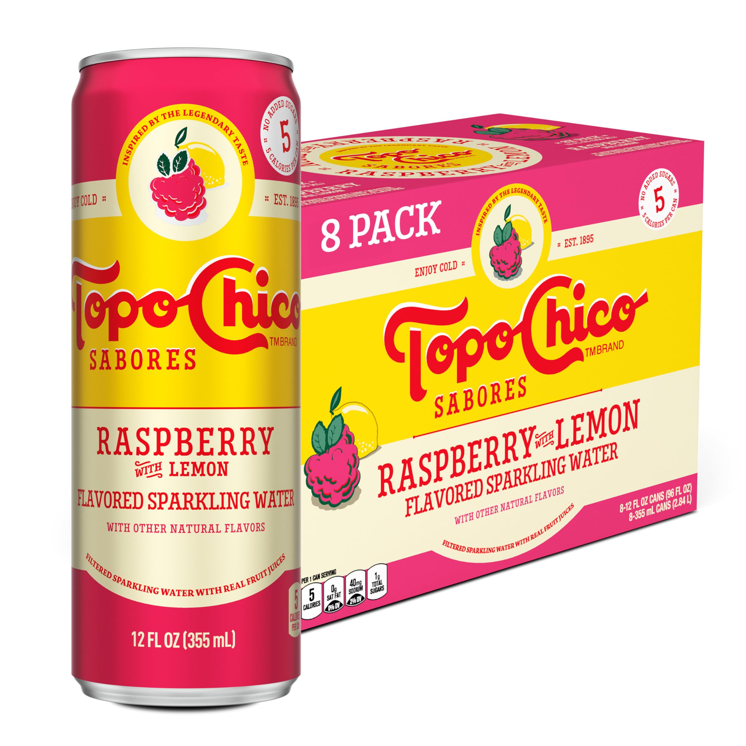 Topo Chico Sabores Lime with Mint Extract Flavored Sparkling Water, 12 fl oz Portable Cans, 8 Pack