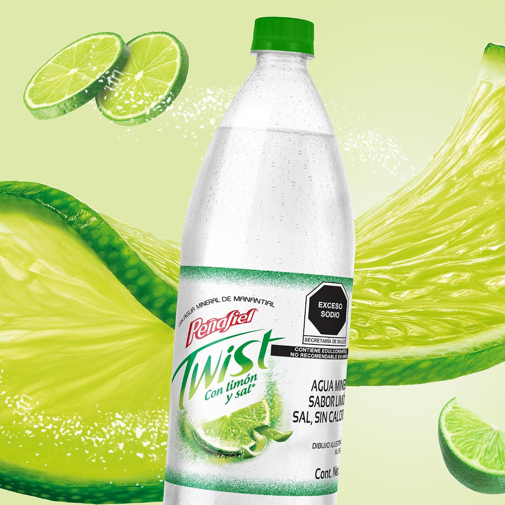Peñafiel Twist Limón, Botella Pet, 1 litro, 12 piezas