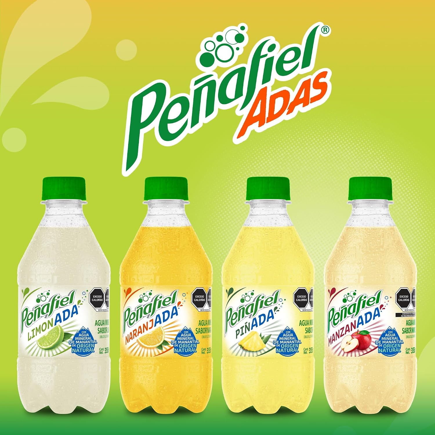 Peñafiel Adas Sabores Surtidos, Botella Pet, 355 ml, 12 piezas
