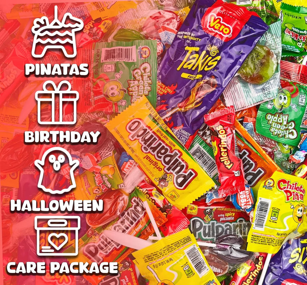 Mexgrim Mexican Candy Variety Pack, 3lbs Bulk Mixed Bag Of Dulces Mexicanos, Includes Lollipops, Pulparind, Assorted Sweet, Spicy, Chamoy, Tamarind, Hispanic Candy Mix For Fiesta & Christmas Party