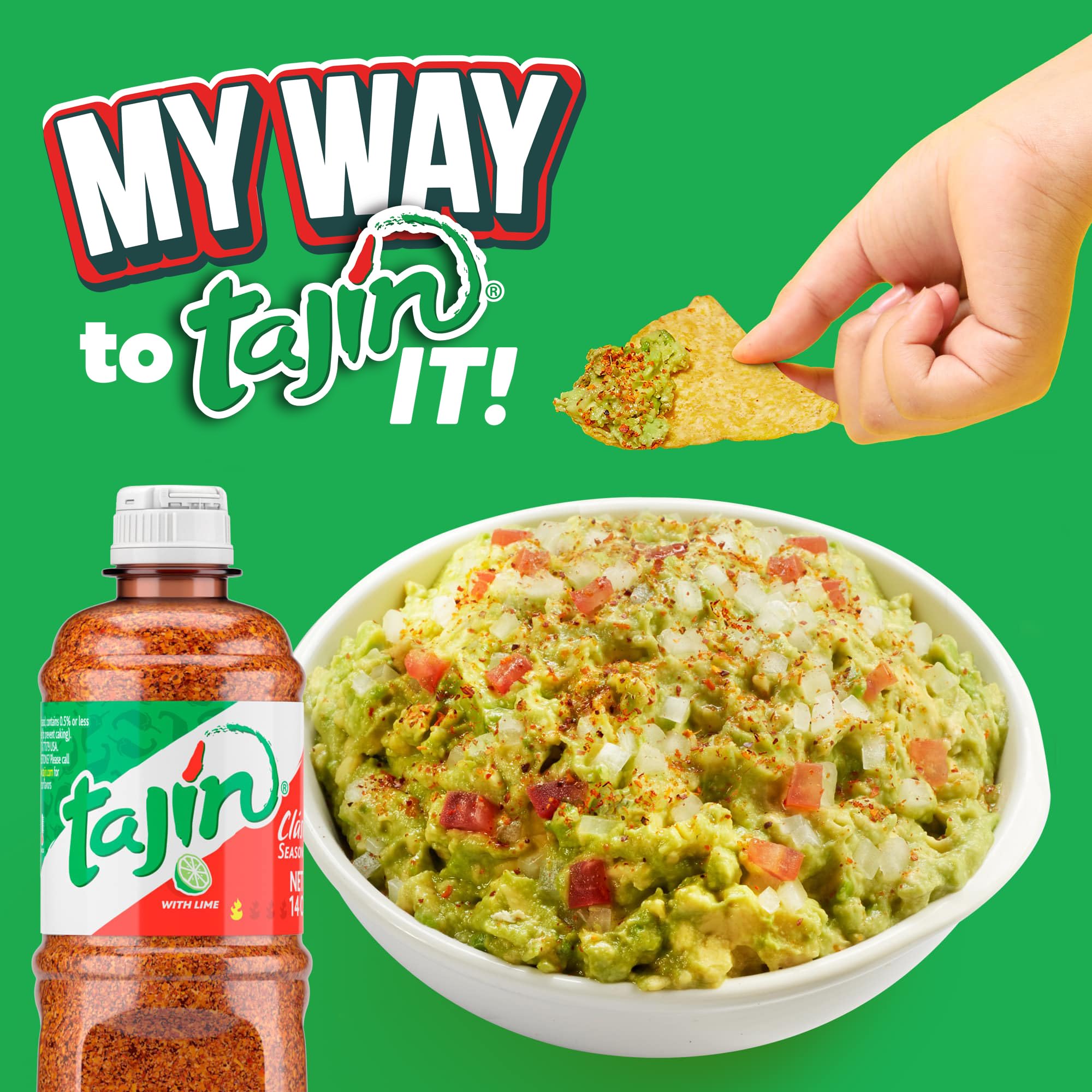 Tajin Clásico Seasoning Authentic Mexican Chili Lime Spice Blend for Fruit, Snacks, Tacos and Cocktails, Gluten-Free Zesty Flavor Enhancer 14 oz (Pack of 2)