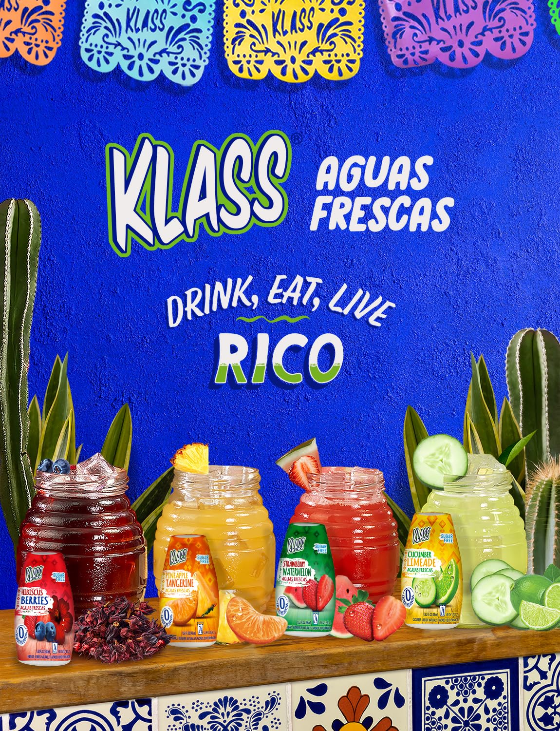 Klass Aguas Frescas | Liquid Water Enhancer | Cucumber-Limeade | Naturally Flavored | Sugar Free | Zero Calories Per Serving | Keto | 4 Bottles, Makes 96 Drinks