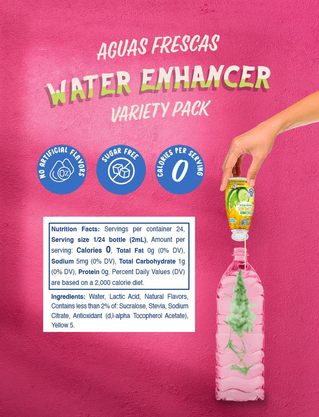 Klass Aguas Frescas | Liquid Water Enhancer | Cucumber-Limeade | Naturally Flavored | Sugar Free | Zero Calories Per Serving | Keto | 4 Bottles, Makes 96 Drinks
