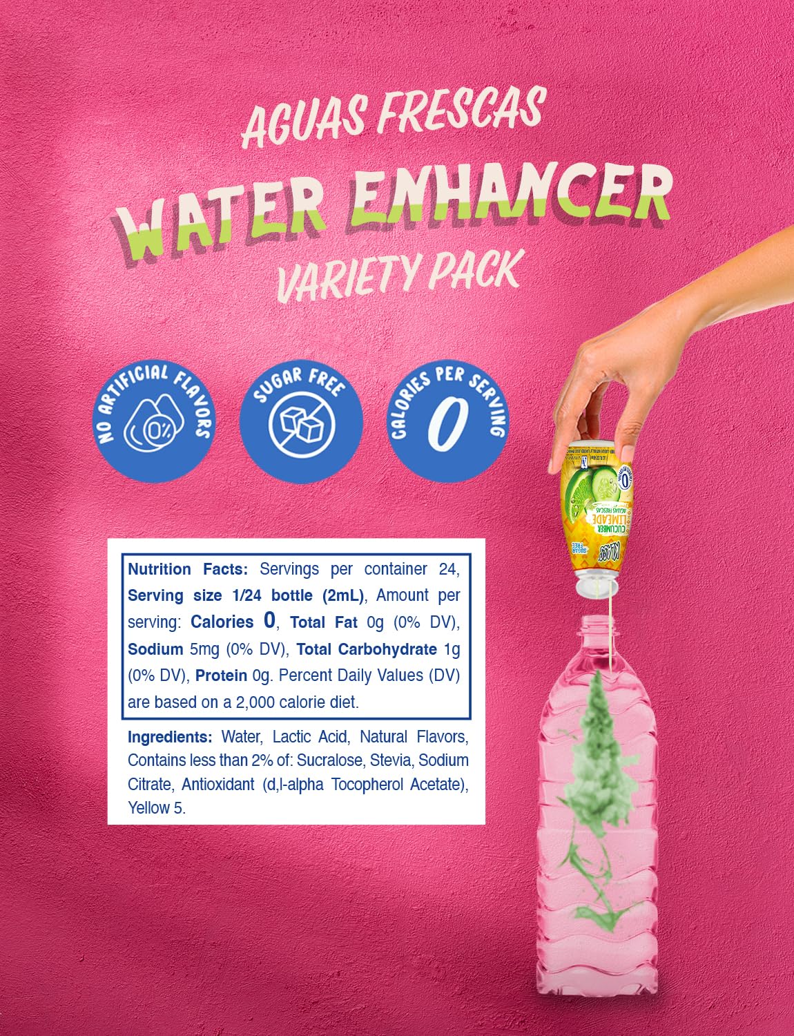 Klass Aguas Frescas | Liquid Water Enhancer | Cucumber-Limeade | Naturally Flavored | Sugar Free | Zero Calories Per Serving | Keto | 4 Bottles, Makes 96 Drinks