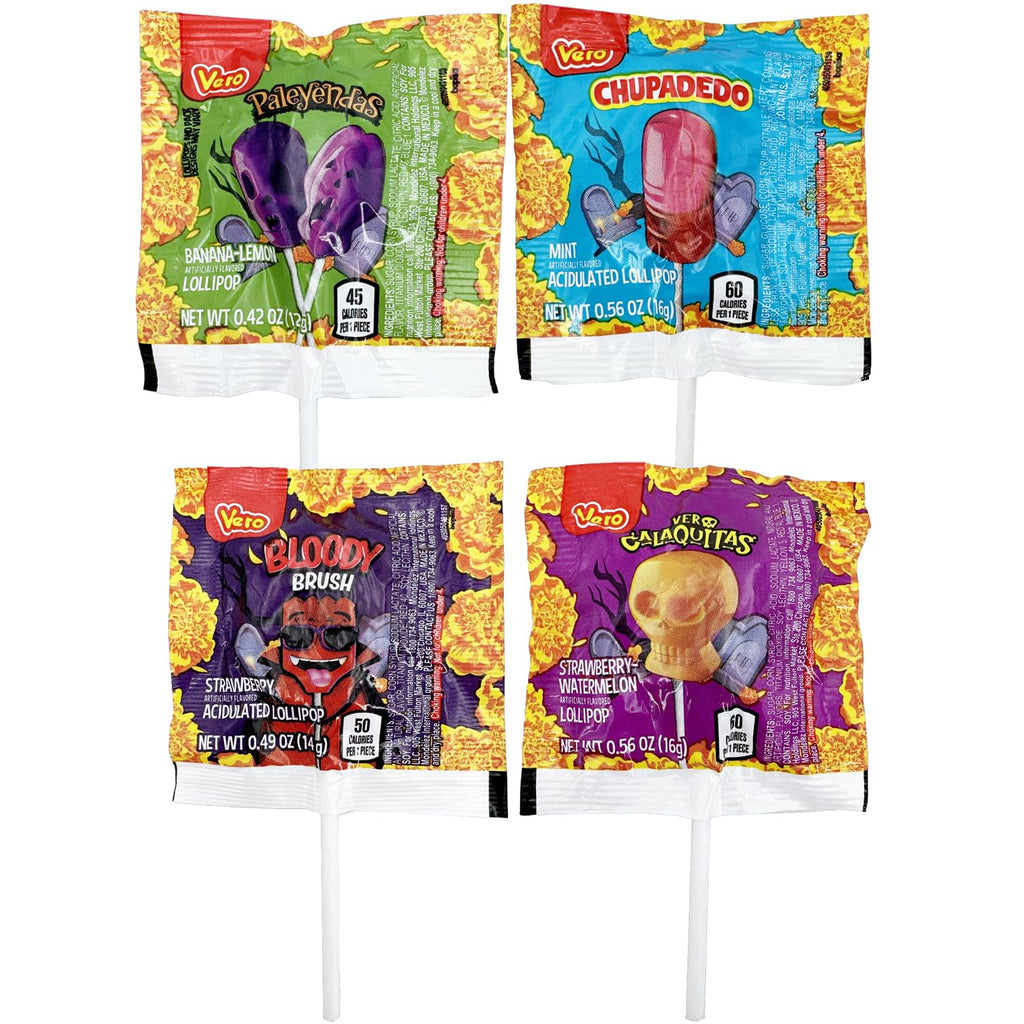 Vero Dulce Susto Mix Assorted Individually Wrapped Fruit Flavored Lollipops - Mexican Candy - Net Wt. 19.75 Ounces, 40 Count Bag