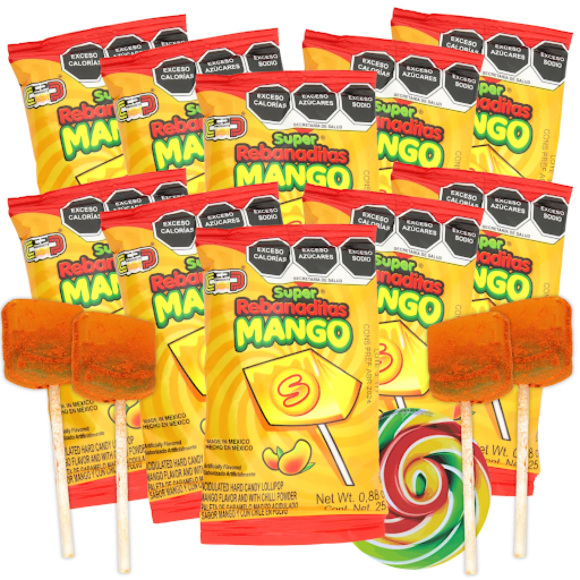 Needzo Mexican Candies, Flavored Lollipops with Chili Powder, Bulk Individually Wrapped Candy (Pack of 10) (Watermelon)