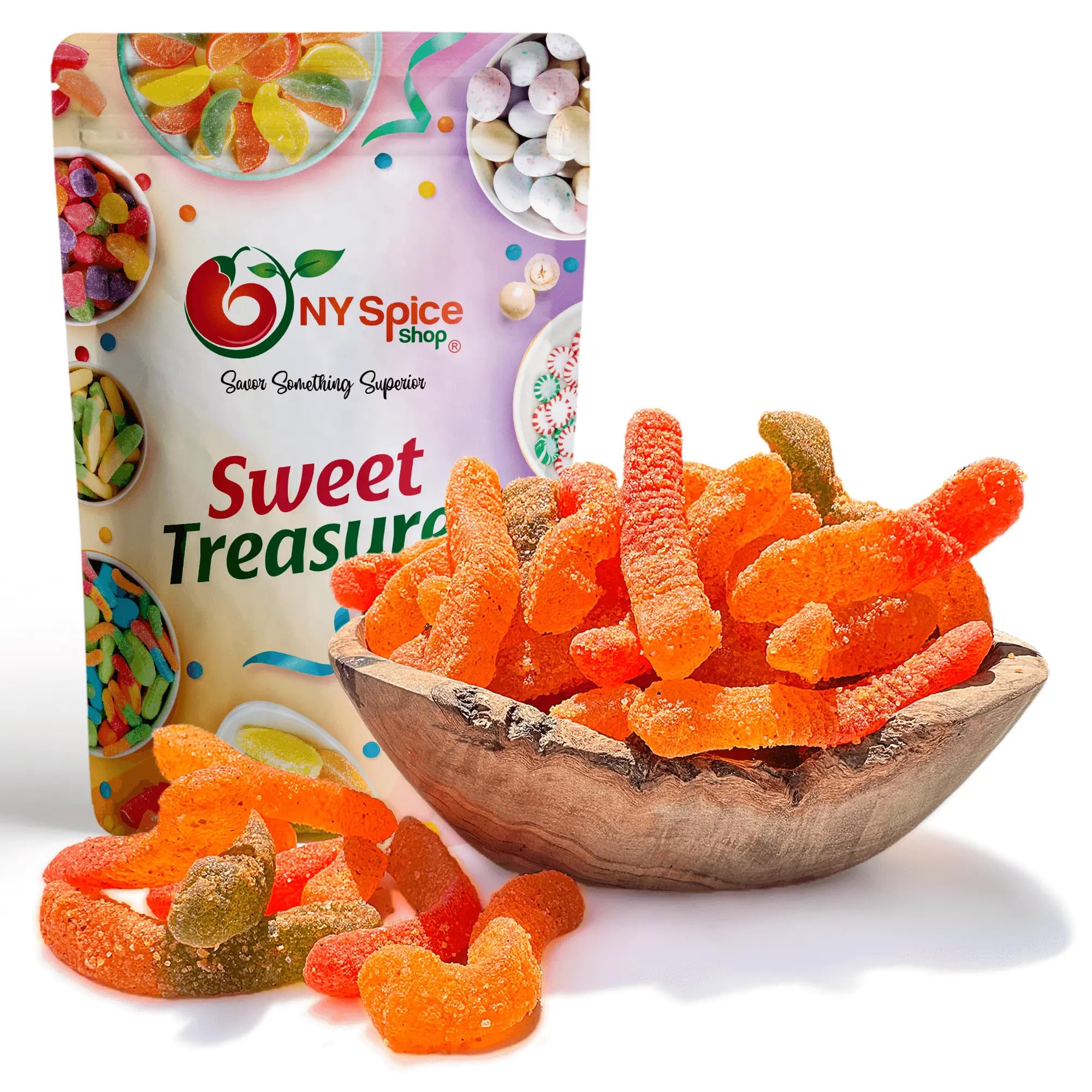 NY Spice Shop Chamoy Spicy Gummy Bears - 1 Pound Spicy Chamoy Gummies Bites Candy Bulk - Chamoy Cherry Gummy Bears Candies - Chewy Gummy Snacks Bulk for Spicy Candy Lovers (Cherry Flavor)