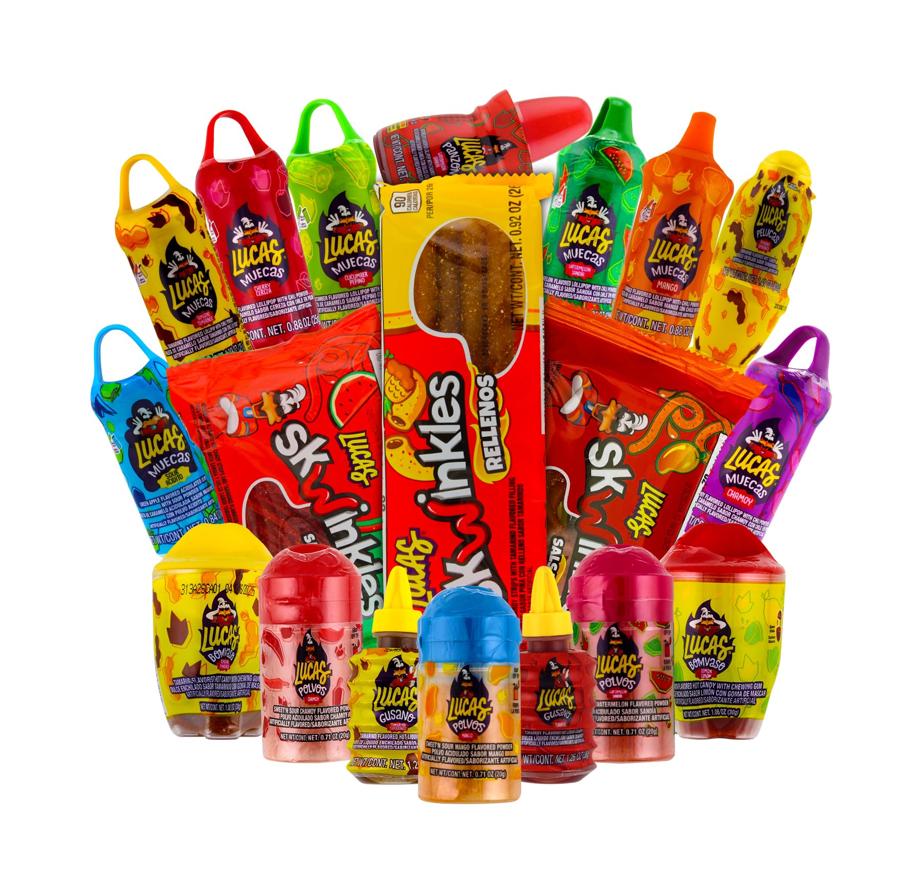 Lucas Mexican Candy Mix (14 Count) Variety of Sour, Sweet, Spicy, Include Lucas Skwinkles, Pelucas, Lucas Muecas, Baby Lucas, Gusano, Salsagheti by LookOn