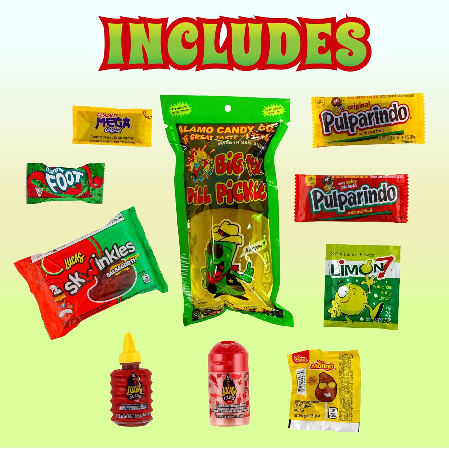 Alamo Dill Pickle Kit, Make Your Own Chamoy Kit, Make the Famous TikTok Trend, Includes Original Alamo Dill Pickle, Chamoy Sauce, Chips, Baby Lucas, Lucas Gusano, Salsaghetti, Mexican Candy & More by LookOn