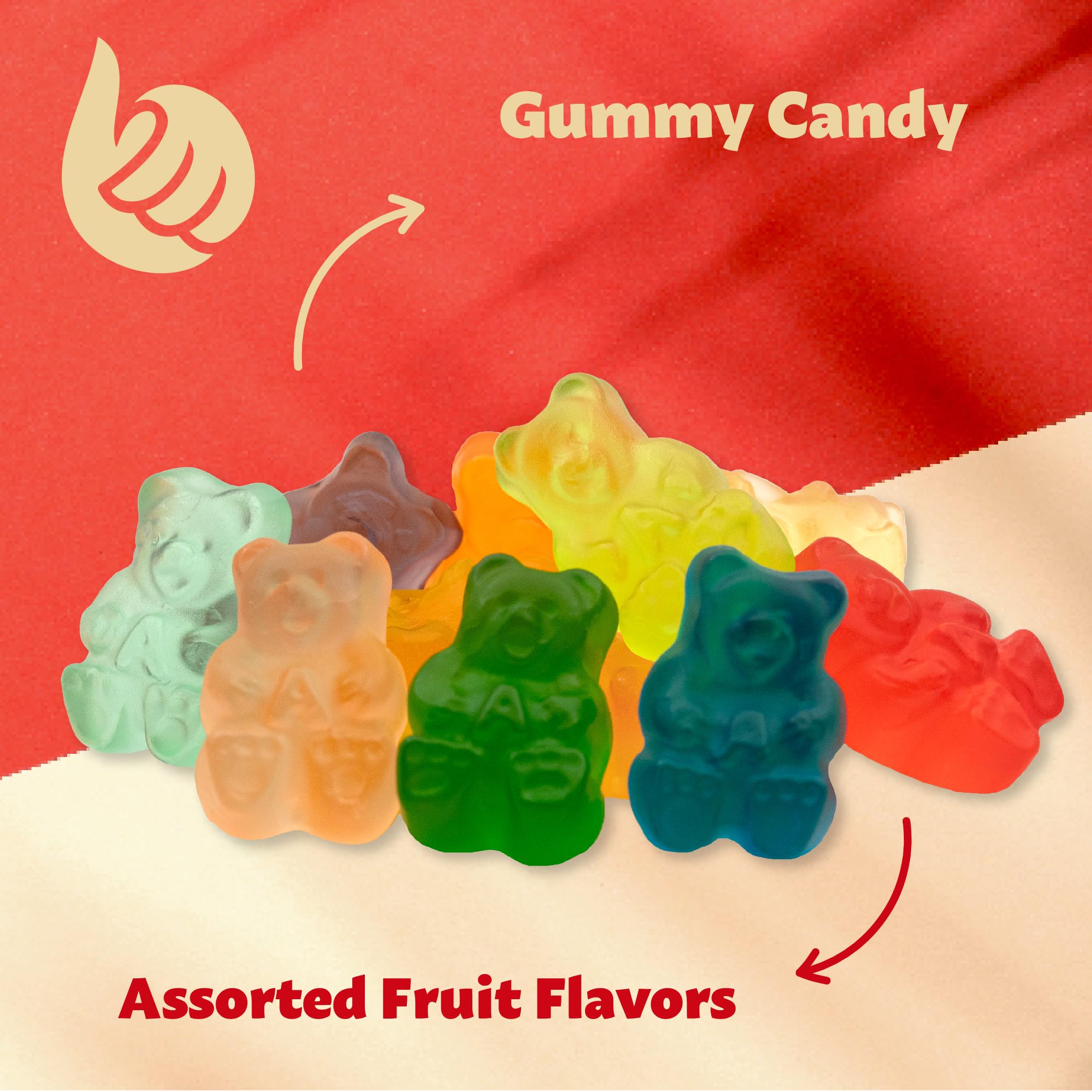 Gummy Bears, Assorted Fruit Flavors, Chewy Candy, 1 Lb Bag | Tropical Fruit & Berry Flavors, Candy for Goodie Bags