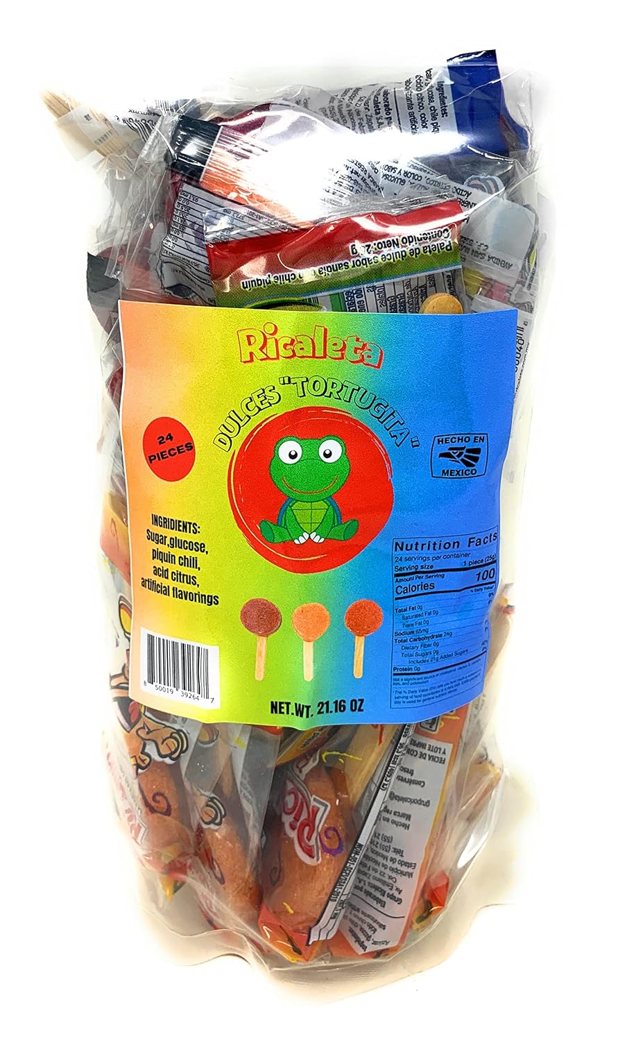 Ricaletas Paletas - Ricaleta Mexican Candy Tamarindo lollipops Variety Pack Dulces Mexicanos (24 Count)- Tamarindo, Chamoy, and Watermelon Flavored