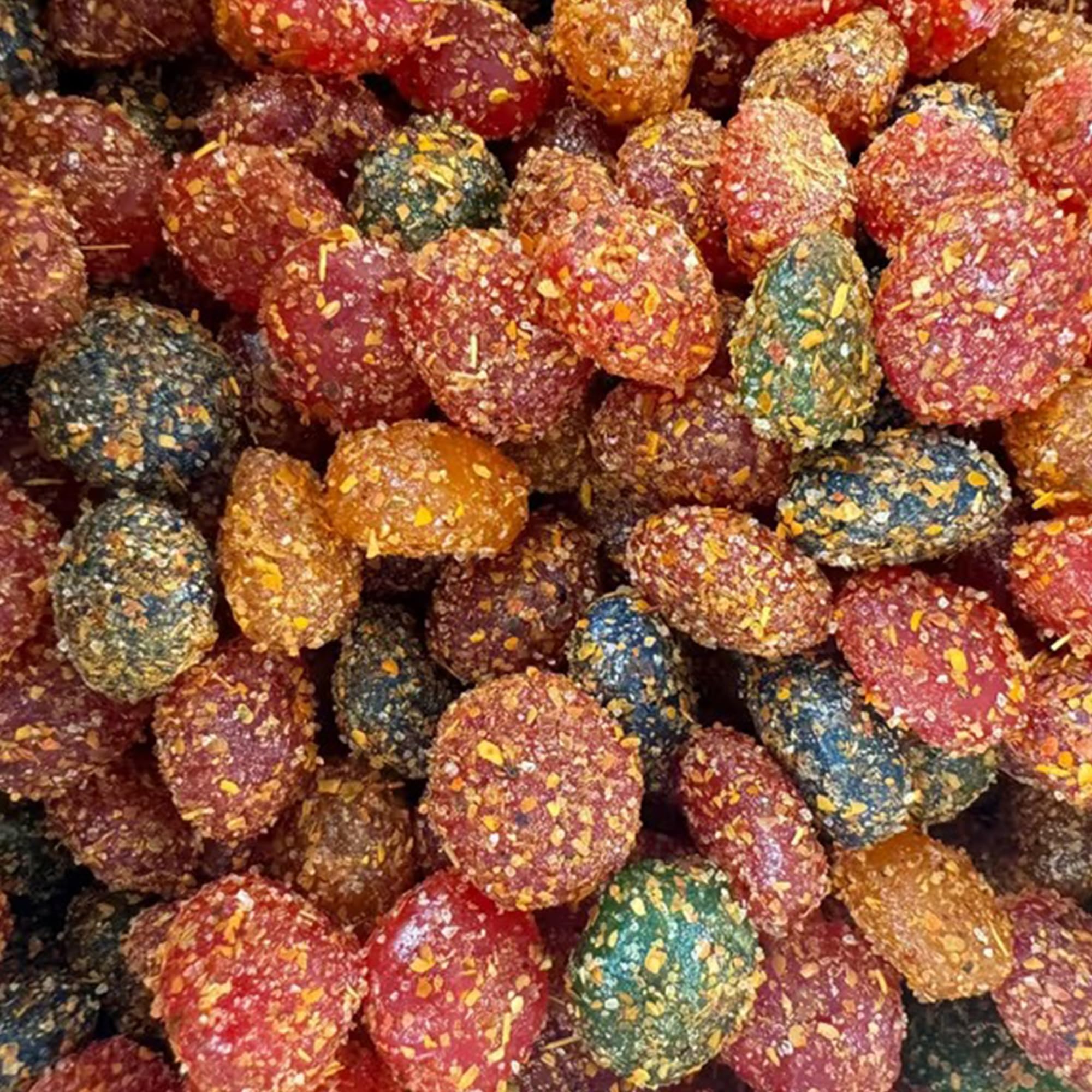 Sour Blue Raspberry Gushers — Candy Coated with Extra Powder | 7 Flavors Available | 0.25lb, 0.5lb & 1lb Bags (4oz, Chamoy Tajin)
