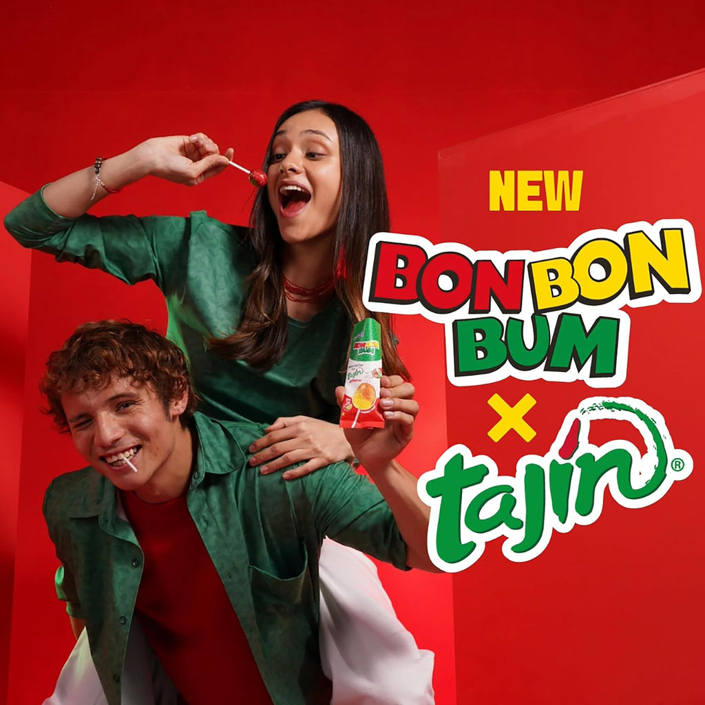 Colombina Bon Bon Bum Tropical Passion Fruit & Watermelon with Tajin Seasoning Chile Lime Dip, 20 Count (Pack of 1)