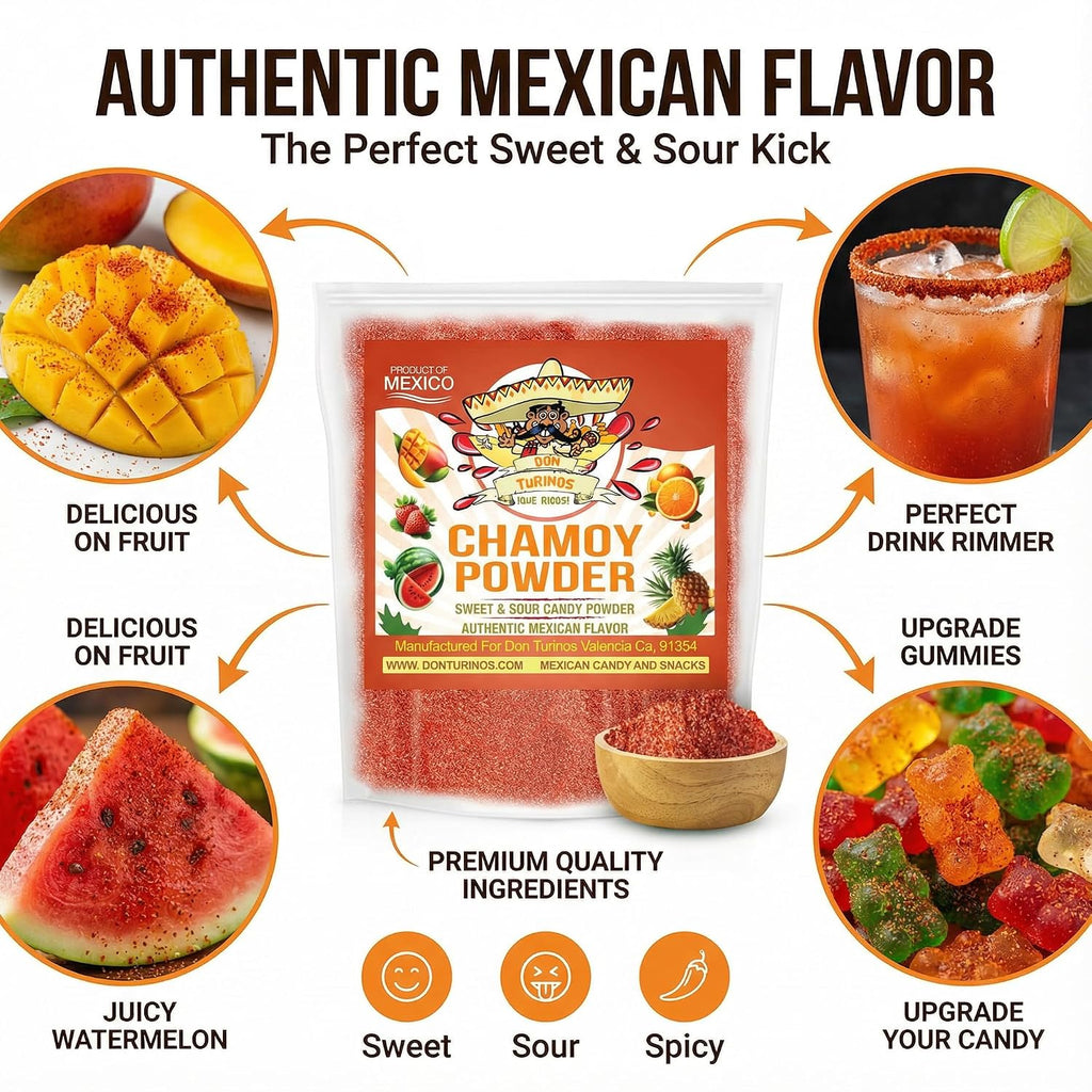 Chamoy Powder 12 oz Bag – Sweet, Spicy, Tangy Mexican Candy Powder for Fruit, Snacks, Candy & Drink Rims – Authentic Flavor Blend with Chile, Lime, Salt and Sugar – Resealable Bulk Pack By Don Turinos