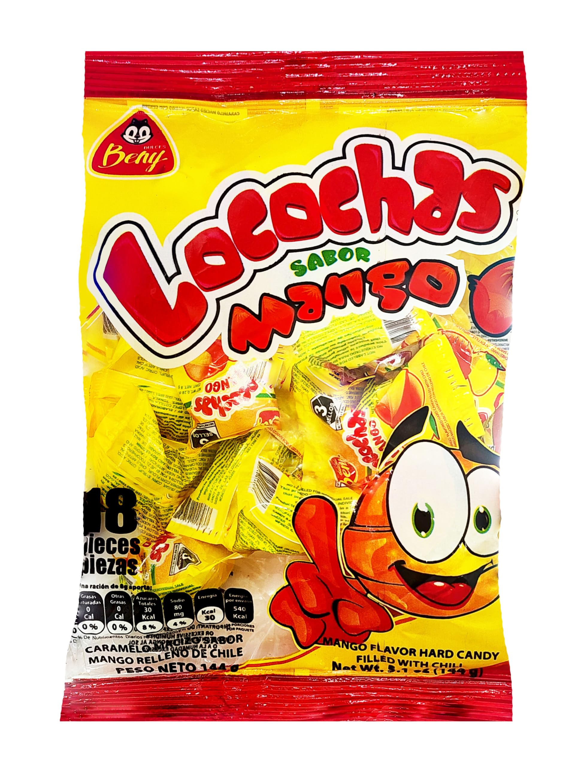 BENY LOCOCHAS PEG BAG HARD CANDY WITH CHILI POWDER CENTER 5.1OZ 18PCS (MIX)