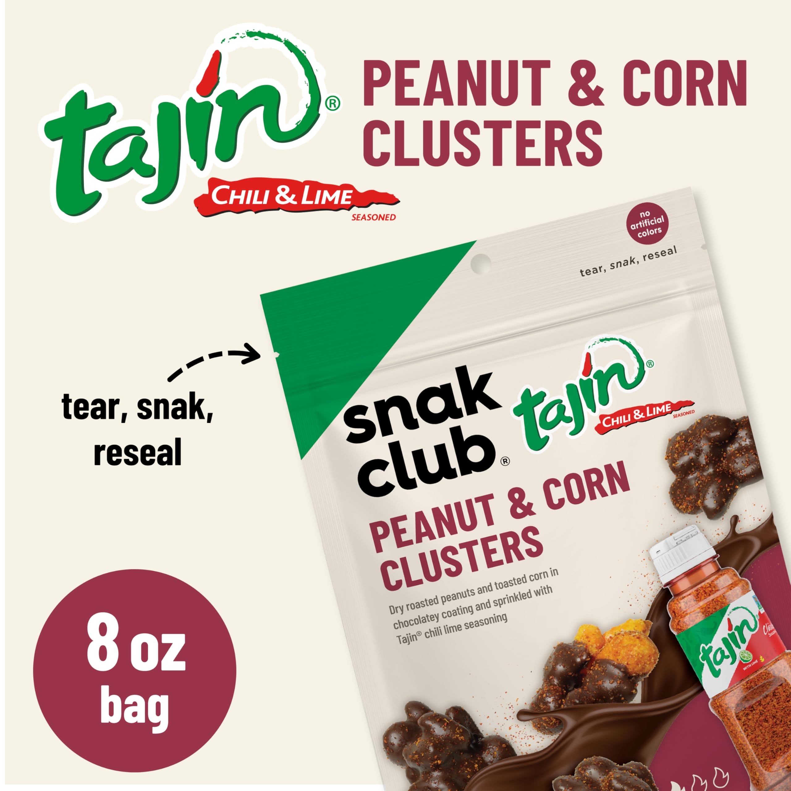 Snak Club Tajin Chocolatey Gummy Bears, Assorted Chocolate Covered Fruit Candy Gummies with Chili and Lime Seasoning, Mild, Gluten-Free Snacks, 8 oz Resealable Bag