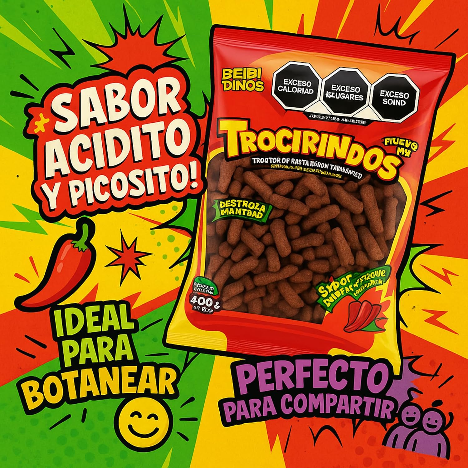 Trocirindos Tamarind Candy with Chili and Saladitos (Salted Plums), Spicy Mexican Candy, Tamarind Paste Bites, 14.11 oz