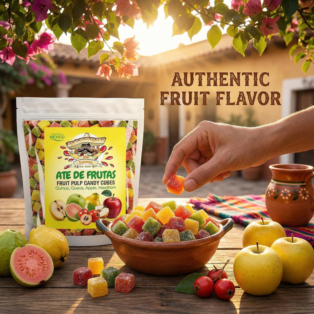 Mexican Candy Fruit Cubes - Ate de Frutas with Guava, Quince, Apple, Hawthorn, Authentic Fruit Pulp Candy, Gluten-Free Sweets By Don Turinos