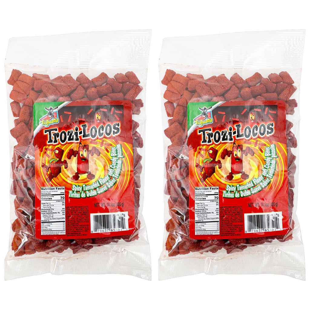 Trozi-Locos Spicy Tamarind Soft Candy Bites 14.1 oz (2 Pack) Sweet & Spicy Tamarind Candy Strips, Authentic Mexican Candy, Tiritas de Tamarindo Picosito