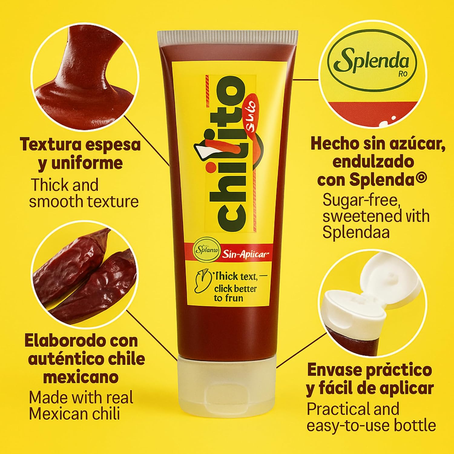 Chilito Sirilo Mexican Sweet Chili Sauce – Sweet, Salty & Spicy Chamoy-Style Sauce with Splenda (sucralose) – Vegan Chili Sauce for Fruit, Snacks, Beer Rims & Drinks, 10.5 oz | 300g
