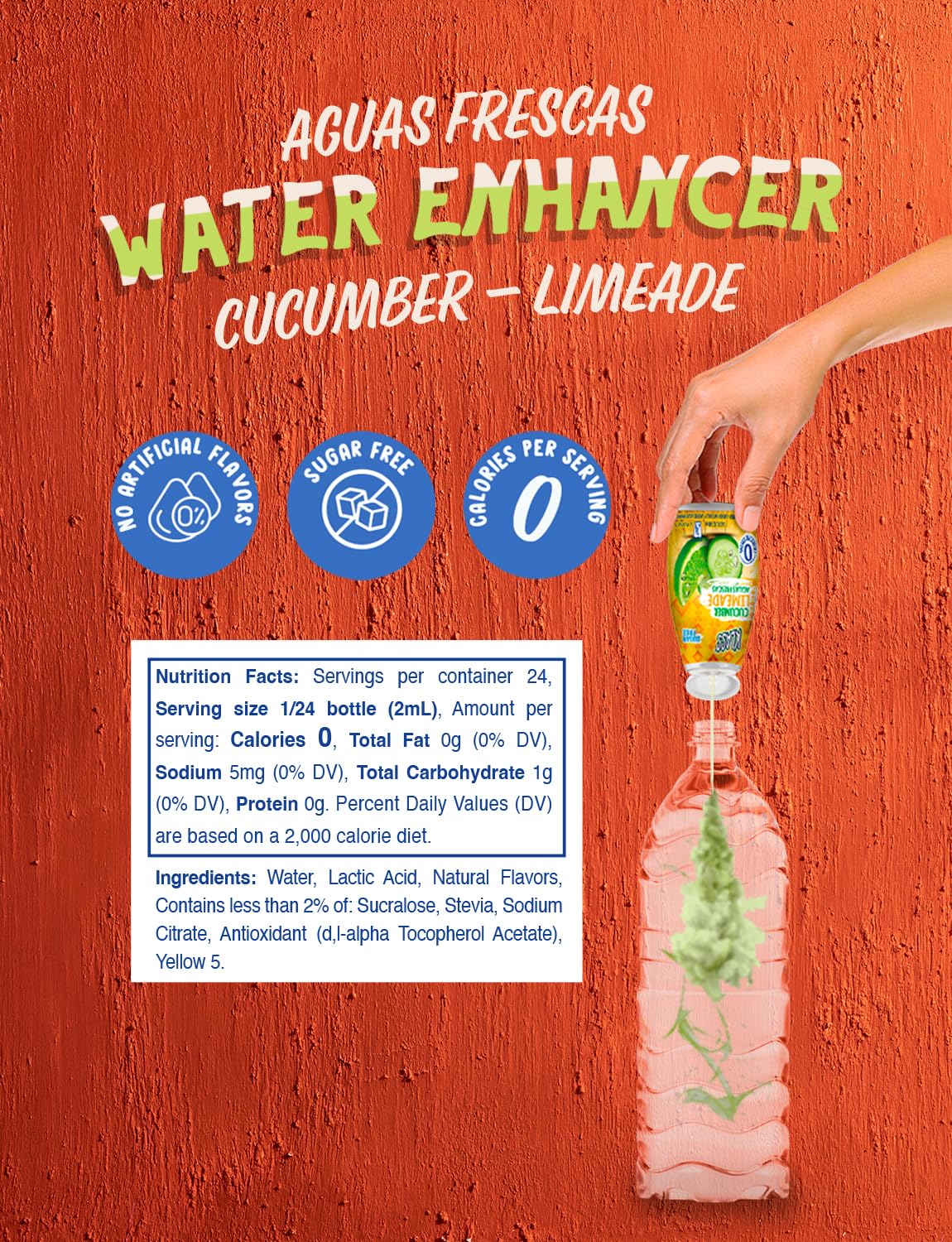 Klass Aguas Frescas | Liquid Water Enhancer | Cucumber-Limeade | Naturally Flavored | Sugar Free | Zero Calories Per Serving | Keto | 4 Bottles, Makes 96 Drinks