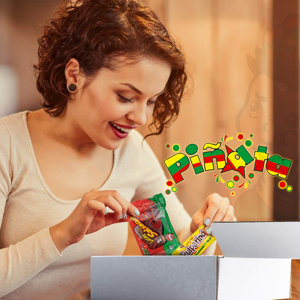 Pinata Mexican Candy Box (Tik Tok Slap Pack Tamarindo (9.9 Ounces)(16 Pieces) Slaps Lollipop Candy DIY Kit