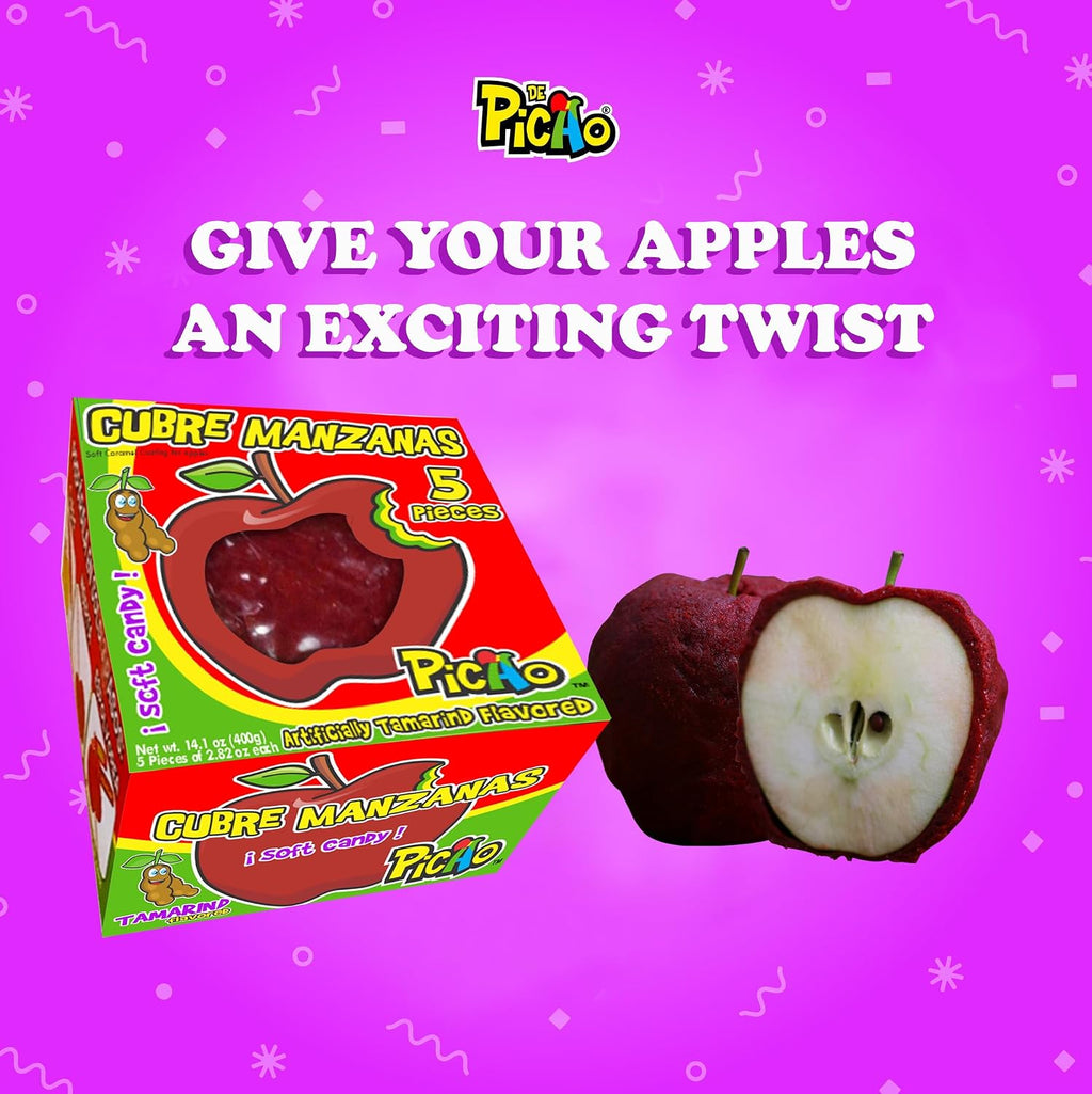 PiCAo Soft Tamarind Candy to Cover Apples, 5 count, 400g.,Tamarindo Mexican Candy Apple, Cubre Manzana, Dulces Mexicanos